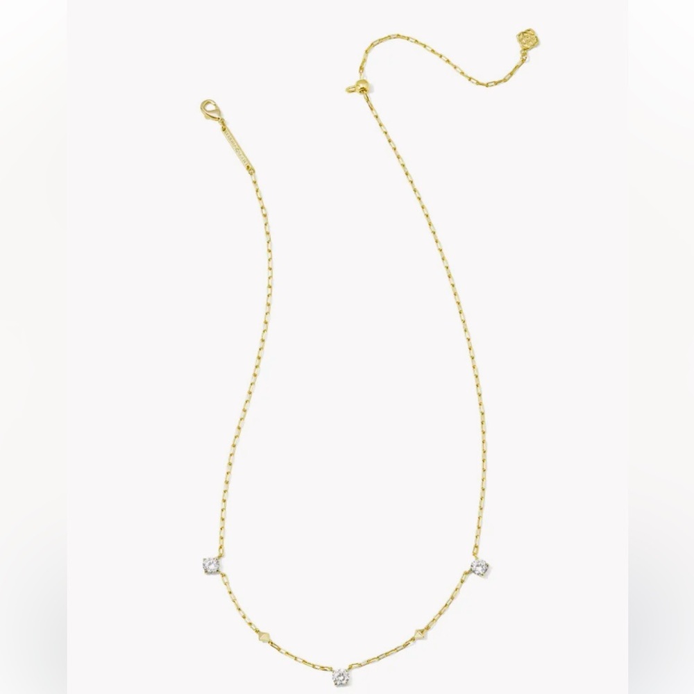NWT Kendra Scott Jada Gold Strand Necklace in
White CZ - Picture 9 of 9